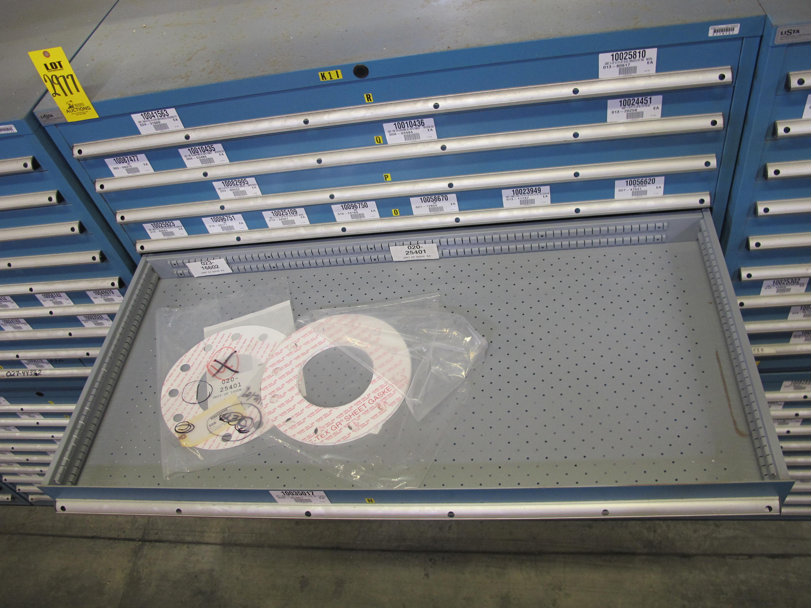 LISTA HEAVY DUTY 9-DRAWER PARTS CABINET W/ CONTENTS (W-50) LOADING & HANDLING FEE $25-